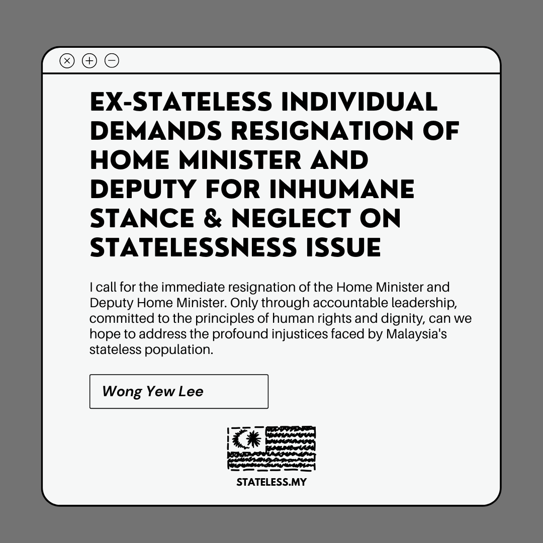 Demands The Resignation of Home Minister and Deputy Home Minister For Inhumane Stance and Negelect on Statelessness Issue